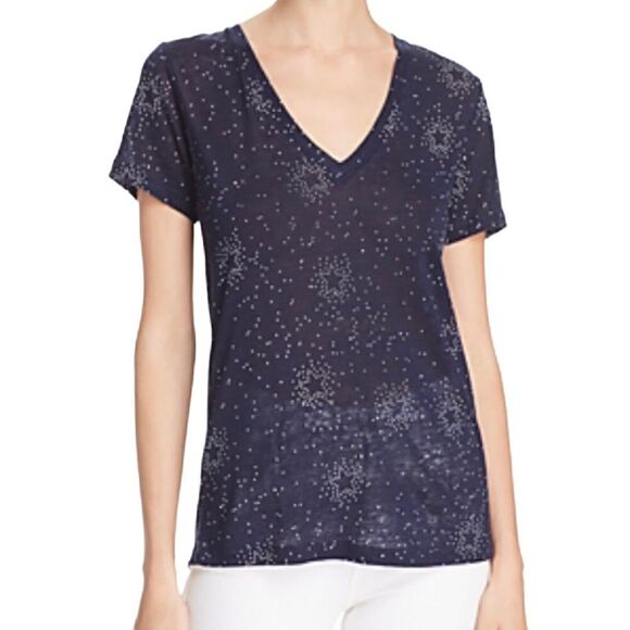 Rails Cara Navy Stella V-neck T Shirt Stars Print Burnout Navy Size Small - Picture 1 of 9